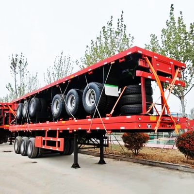 12400*2610*1550mm Remolque de camión Semirremolque de cama plana para el transporte de contenedores de 40 pies