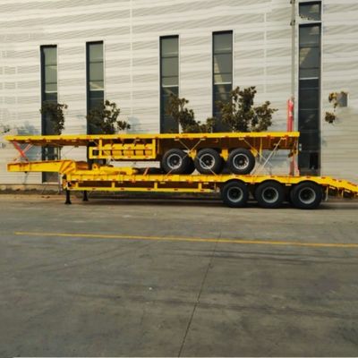 12400*2610*1550mm Remolque de camión Semirremolque de cama plana para el transporte de contenedores de 40 pies