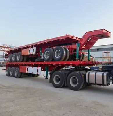 3 Ejes 20ft 40ft Flatbed Container Trailer con Q345b viga principal y personalización