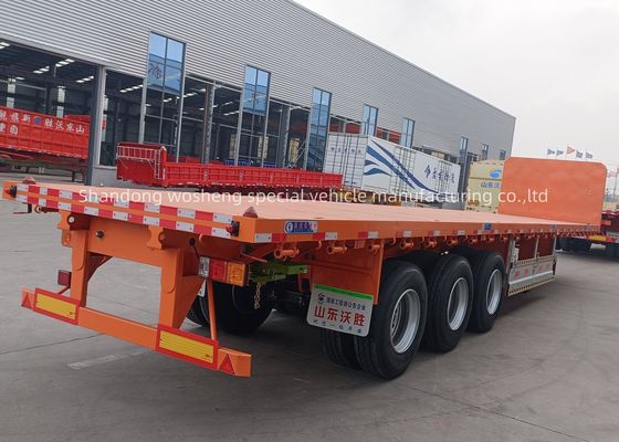 3 Ejes 20ft 40ft Flatbed Container Trailer con Q345b viga principal y personalización