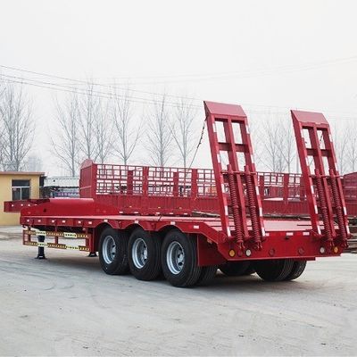 Adjustable 3 4 5 Ejes 50 80tons Dirección Extensible Drop Lowbed Semi Truck Remolque