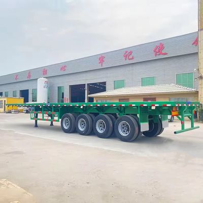 3 ejes Chasis de contenedor de 20 pies 40 pies cama plana Semirremolque de camión con material de acero