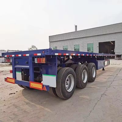 Semiremolque de 50 toneladas de capacidad de carga de 3 ejes, remolque de 40 toneladas de superficie plana con luz principal Q345b