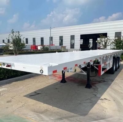Contenedor de 3 ejes de 40 pies con cama plana Semi camiones remolques con carga útil máxima de 100 toneladas