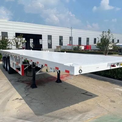 Contenedor de 3 ejes de 40 pies con cama plana Semi camiones remolques con carga útil máxima de 100 toneladas