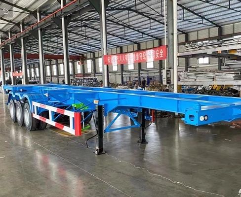 Función de transporte 3 Eje Esqueleto azul Semirremolque para el transporte de contenedores de 40 pies