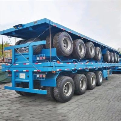 2/3/4 Ejes Semirremolque de piso plano de 30-100 toneladas para contenedores de transporte y cargas pesadas