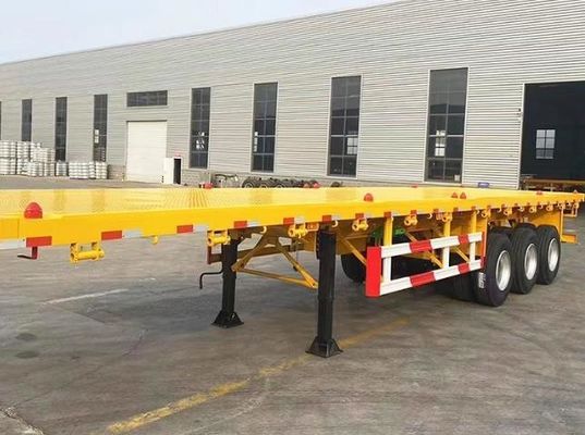 Semiremolque de plataforma plana de 100 toneladas de carga útil máxima para el transporte de contenedores y cargas a granel