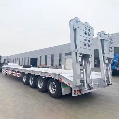 Equipo de transporte pesado de 4 ejes Escala hidráulica doble de lecho bajo Semirremolque