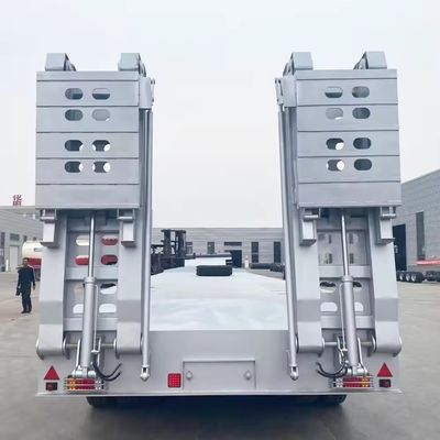 Equipo de transporte pesado de 4 ejes Escala hidráulica doble de lecho bajo Semirremolque