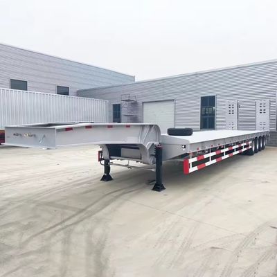 Equipo de transporte pesado de 4 ejes Escala hidráulica doble de lecho bajo Semirremolque