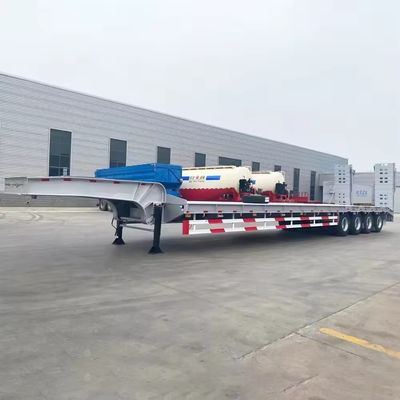 Equipo de transporte pesado de 4 ejes Escala hidráulica doble de lecho bajo Semirremolque