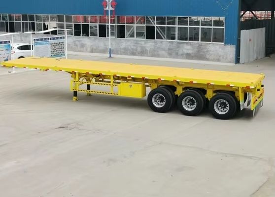 Semi-remolque de 3 ejes de cama plana para camión Remolque de contenedores de 20FT 40FT Chasis Remolque de cama plana