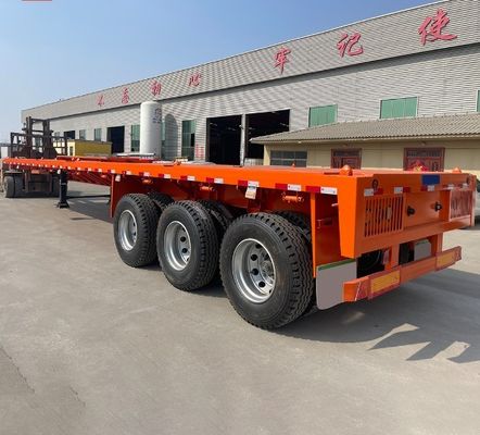 Remolque de cama plana de 40 pies 3 ejes 4 ejes Contenedor de cama plana Camión Semirremolque de Wosheng