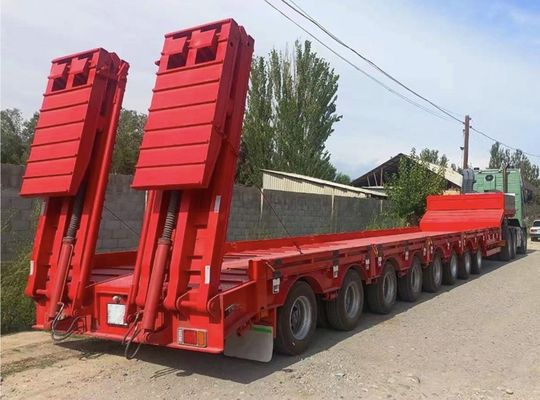 Transporte 20-100 toneladas de semirremolque de lecho bajo con suspensión aérea y material de acero