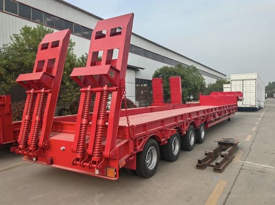 Transporte 20-100 toneladas de semirremolque de lecho bajo con suspensión aérea y material de acero