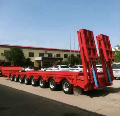 Transporte 20-100 toneladas de semirremolque de lecho bajo con suspensión aérea y material de acero