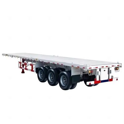 12400*2610*1550mm Remolque de acero de piso plano de 3 ejes 4 ejes para transporte pesado Alta durabilidad