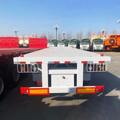 12400*2610*1550mm Remolque de acero de piso plano de 3 ejes 4 ejes para transporte pesado Alta durabilidad