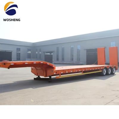 Semi-remolque de carga pesada extensible 40 pies remolque de cama baja 3 ejes para remolque de camión