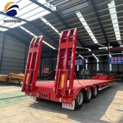 Semi-remolque de carga pesada extensible 40 pies remolque de cama baja 3 ejes para remolque de camión
