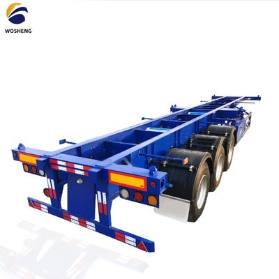 WOSHENG Tri-Axle 40FT 3 Ejes Chasis de carga de 40 toneladas Esqueleto Semirremolque con materiales