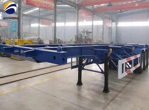 WOSHENG Tri-Axle 40FT 3 Ejes Chasis de carga de 40 toneladas Esqueleto Semirremolque con materiales