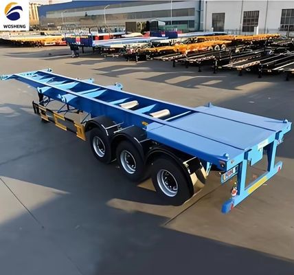 WOSHENG Tri-Axle 40FT 3 Ejes Chasis de carga de 40 toneladas Esqueleto Semirremolque con materiales