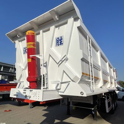 Camión de descarga trasera de 3 ejes con inclinación de inclinación Semi remolque para construcción