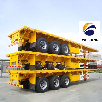 Capacidad de 40-80 toneladas Semirremolque de cama plana 3 4 Ejes 12R22.5 neumáticos Material de acero