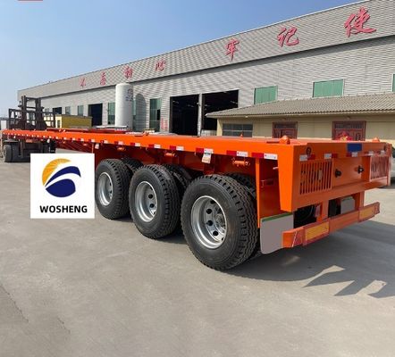 Capacidad de 40-80 toneladas Semirremolque de cama plana 3 4 Ejes 12R22.5 neumáticos Material de acero
