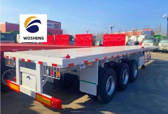 Capacidad de 40-80 toneladas Semirremolque de cama plana 3 4 Ejes 12R22.5 neumáticos Material de acero