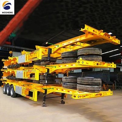 Transporte 40 pies Contenedor wosheng 3 Eje Esqueleto Semirremolque con cerradura de contenedores