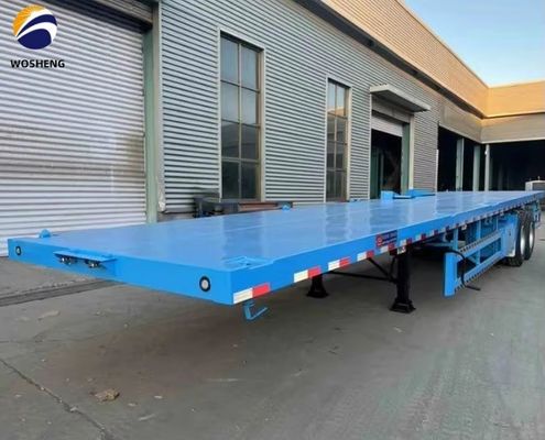 Carga útil máxima de acero 20T-80T Remolque de contenedores Semirremolque de cama plana con acero de Wosheng