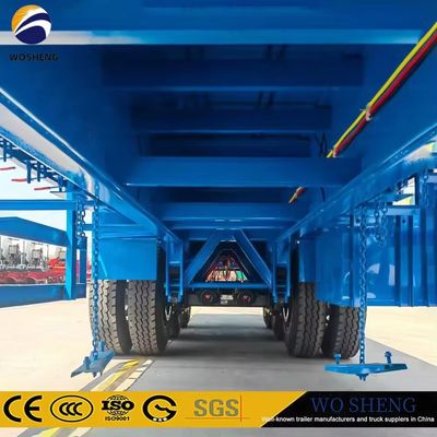 Carga útil máxima de acero 20T-80T Remolque de contenedores Semirremolque de cama plana con acero de Wosheng