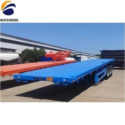 Carga útil máxima de acero 20T-80T Remolque de contenedores Semirremolque de cama plana con acero de Wosheng