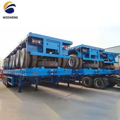 Carga útil máxima de acero 20T-80T Remolque de contenedores Semirremolque de cama plana con acero de Wosheng