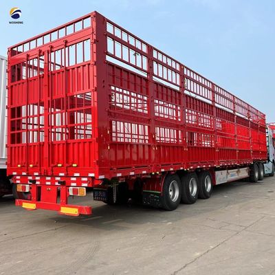 Wosheng 3 Ejes 20-50T Semi remolque de cerca alta de ganado para el transporte de vegetales