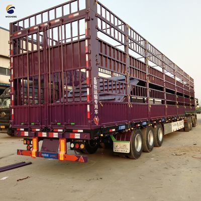 Wosheng 3 Ejes 20-50T Semi remolque de cerca alta de ganado para el transporte de vegetales
