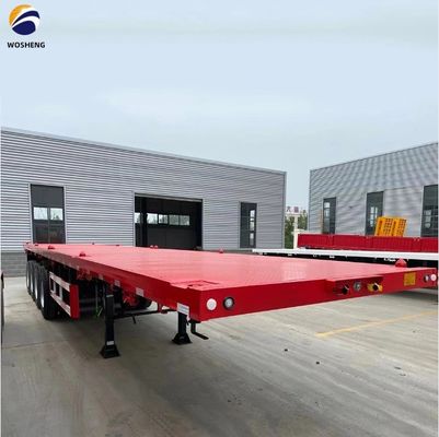 13 toneladas*3 Ejes Q345B Carga de la viga principal Contenedor de cama plana Camión de cama plana Semirremolque