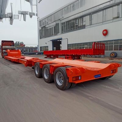 Equipo de transporte de carga pesada con rampa hidráulica de 100 toneladas camión semirremolque