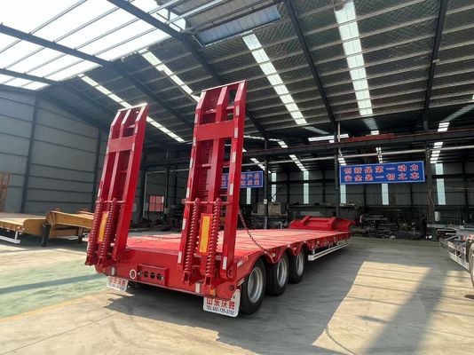 Equipo de transporte de carga pesada con rampa hidráulica de 100 toneladas camión semirremolque