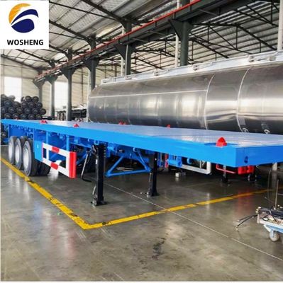 Semiremolque de 3 ejes de piso plano para 20 pies o 40 pies de contenedor de transporte de borde 9.0-22.5