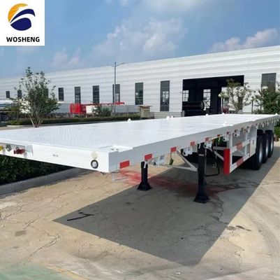Semiremolque de 3 ejes de piso plano para 20 pies o 40 pies de contenedor de transporte de borde 9.0-22.5