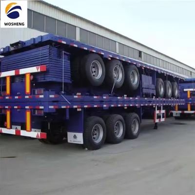Semiremolque de 3 ejes de piso plano para 20 pies o 40 pies de contenedor de transporte de borde 9.0-22.5