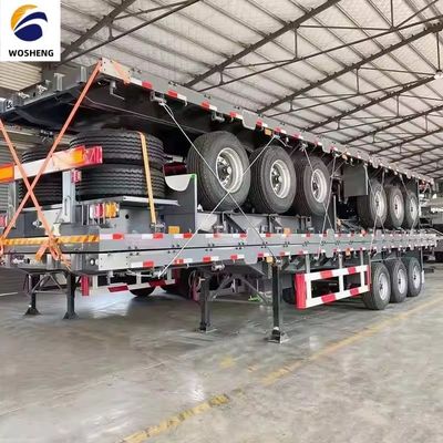 Semiremolque de 3 ejes de piso plano para 20 pies o 40 pies de contenedor de transporte de borde 9.0-22.5