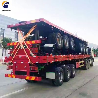 Semiremolque de 3 ejes de piso plano para 20 pies o 40 pies de contenedor de transporte de borde 9.0-22.5