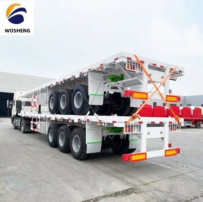 Semiremolque de 3 ejes de piso plano para 20 pies o 40 pies de contenedor de transporte de borde 9.0-22.5