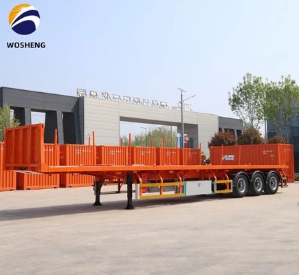 Plataforma de transporte de maderas de madera de 3 ejes Semirremolque de madera de suelo plano
