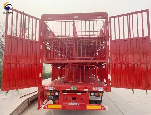 Semi remolque de cerca alta de 3 ejes para el transporte de vacas de ganado con borde 8.5-20 y duradero